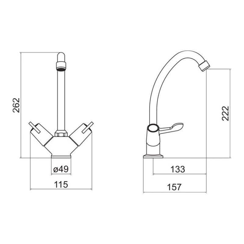 Trisen White Dual Lever Sink Mixer