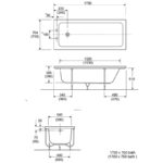 Twyford Aspect Bath 1700x700mm 2 Tap Holes