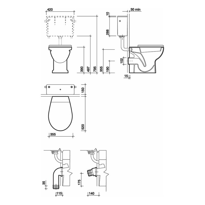 Twyford Alcona Back-To-Wall Toilet Pan