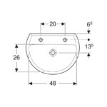 Twyford Alcona Washbasin 550x420mm 2 Tap Holes