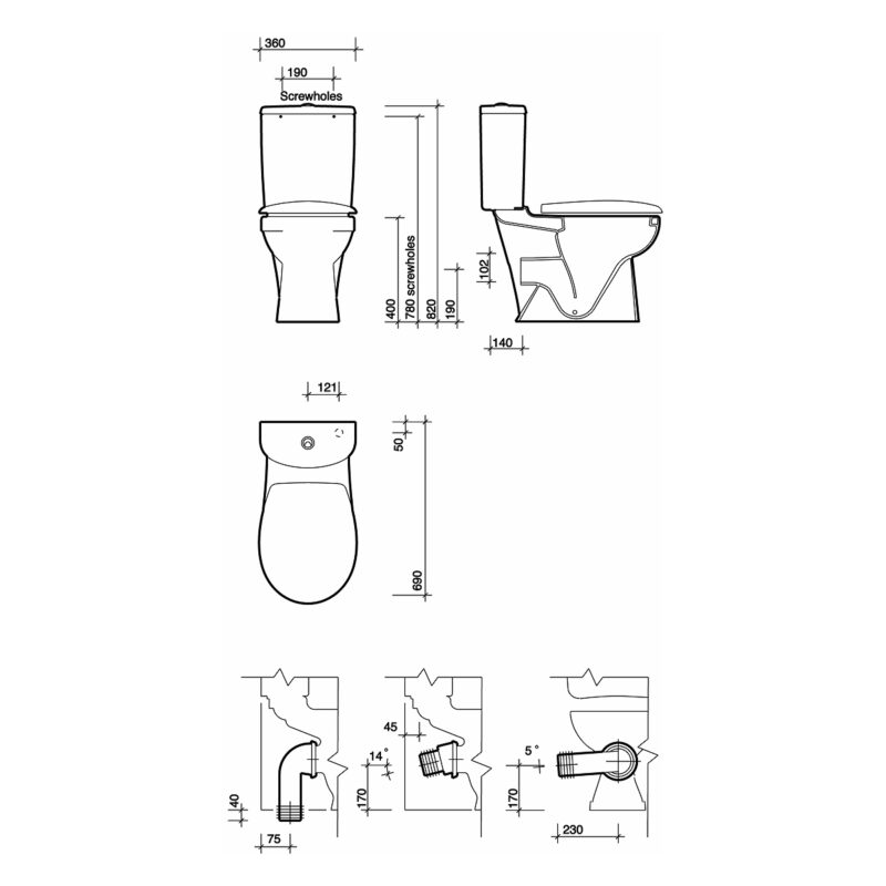 Twyford Galerie Seat & Cover Stainless Steel Top Fix Hinge