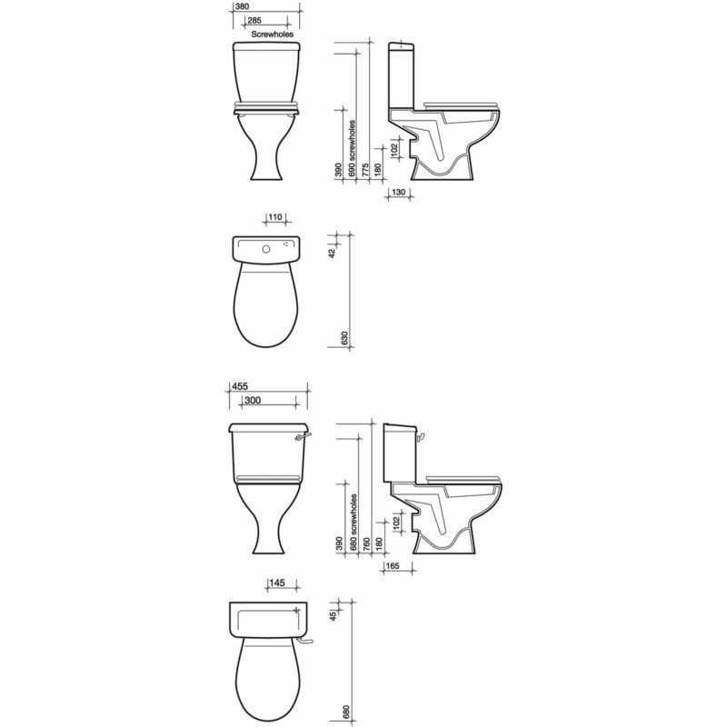 Twyford Option Close Coupled Cistern 6/4L Push Button