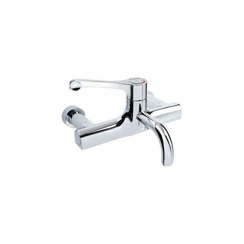 Twyford Sola Thermostatic Surgeons Wall Mixer Lever Tap, Detachable Spout