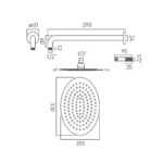 Vado Aquablade Oval Slimline Head & Arm 200x300mm