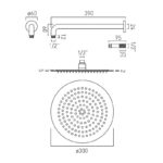 Vado Aquablade Round Slimline Head & Arm 300mm