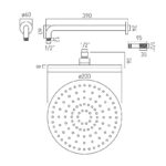 Vado Atmosphere Round Air-Injection Shower Head & Arm 200mm