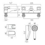 Vado Astra Chrome Deck Mounted Bath Shower Mixer with Lever Handles
