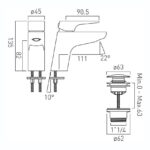 Vado Ava Chrome Mono Basin Mixer Tap with Push Basin Waste