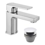 Vado Ekko Chrome Mono Basin Mixer Tap with Push Basin Waste