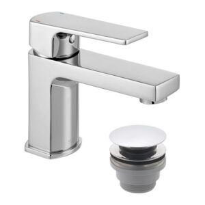 Vado Ekko Chrome Mono Basin Mixer Tap with Push Basin Waste
