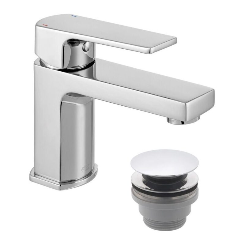 Vado Ekko Chrome Mono Basin Mixer Tap with Push Basin Waste