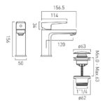 Vado Ekko Chrome Mono Basin Mixer Tap with Push Basin Waste