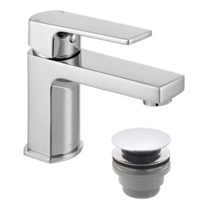 Vado Ekko Chrome Mini Mono Basin Mixer Tap with Push Basin Waste