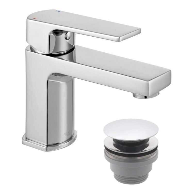 Vado Ekko Chrome Mini Mono Basin Mixer Tap with Push Basin Waste Vado Ekko Chrome Mini Mono Basin Mixer Tap with Push Basin Waste