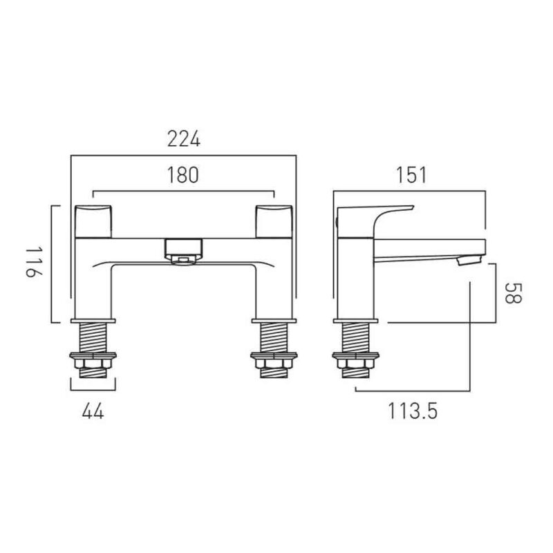 Vado Ekko Chrome Bath Filler Tap