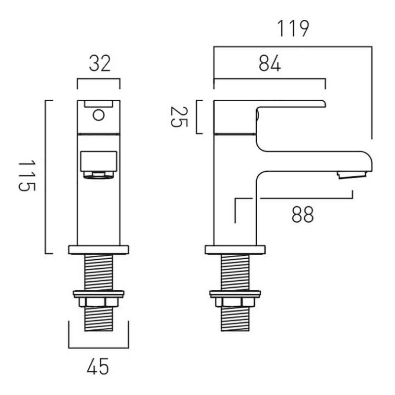 Vado Irlo Chrome Basin Pillar Taps