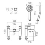 Vado Irlo Chrome Bath Shower Mixer Tap with Shower Kit