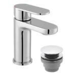 Vado Metiz Chrome Mono Basin Mixer Tap with Push Basin Waste