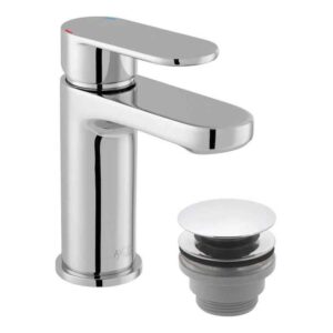 Vado Metiz Chrome Mono Basin Mixer Tap with Push Basin Waste