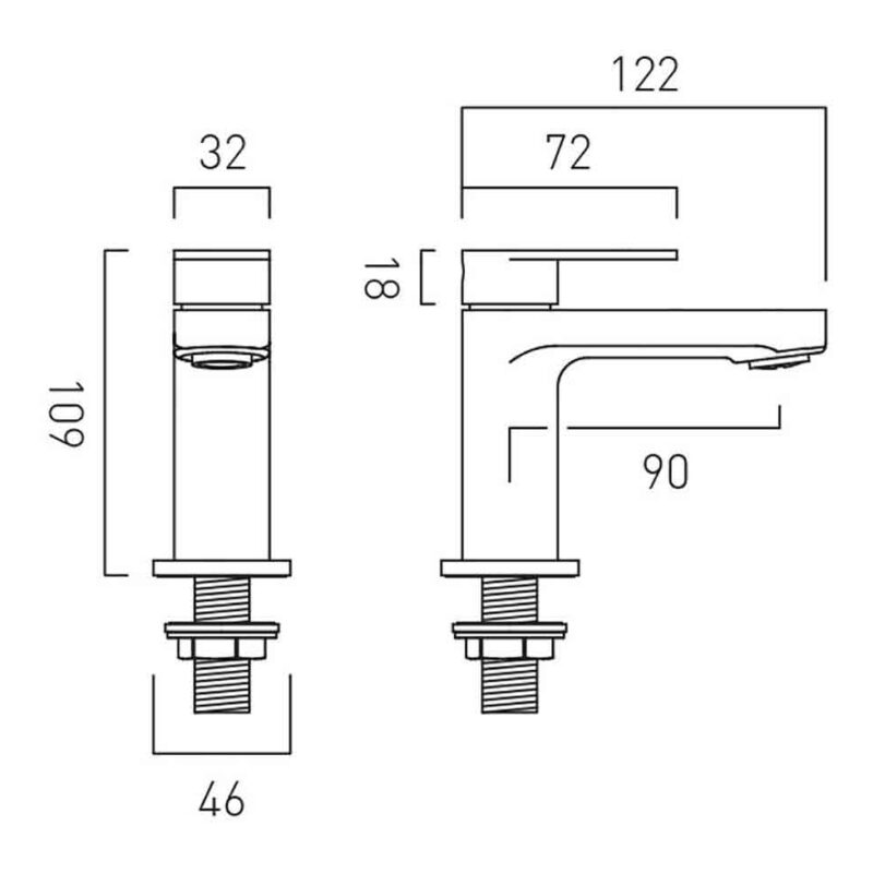 Vado Metiz Chrome Basin Pillar Taps