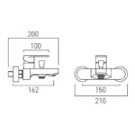 Vado Metiz Chrome Wall Mounted Bath Shower Mixer Tap