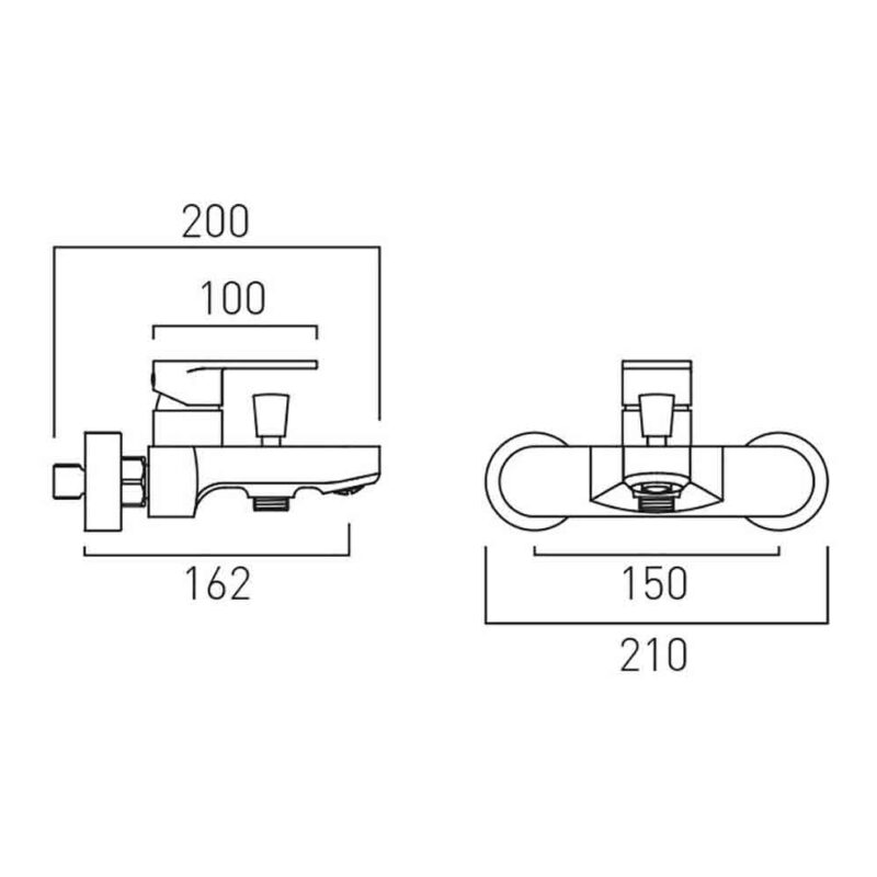 Vado Metiz Chrome Wall Mounted Bath Shower Mixer Tap