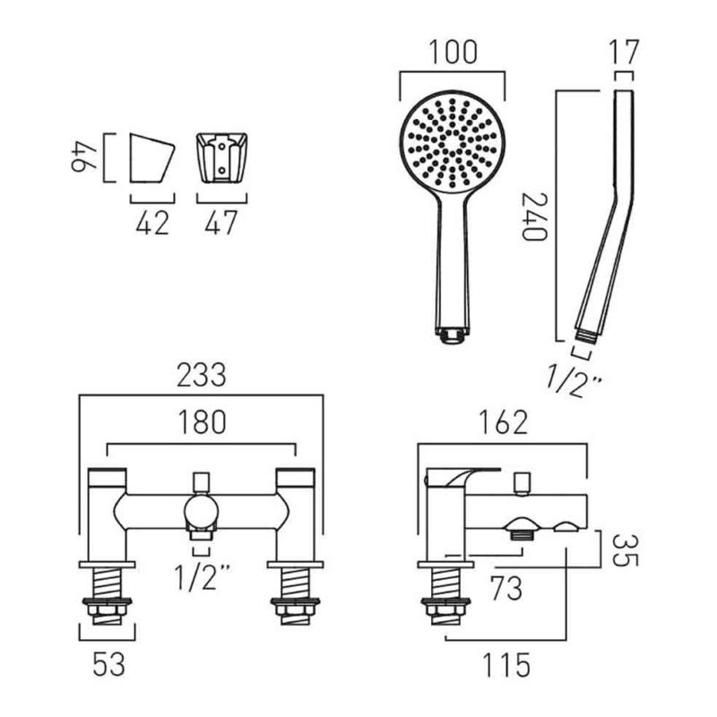 Vado Metiz Chrome Bath Shower Mixer Tap