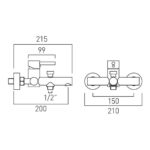 Vado Nuri Chrome Wall Mounted Bath Shower Mixer Tap