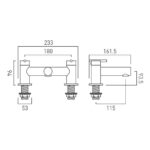 Vado Nuri Chrome Deck Mounted 2 Hole Bath Filler Tap