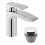 Vado Rowe Chrome Mono Basin Mixer Tap with Push Basin Waste