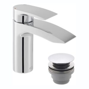 Vado Rowe Chrome Mono Basin Mixer Tap with Push Basin Waste