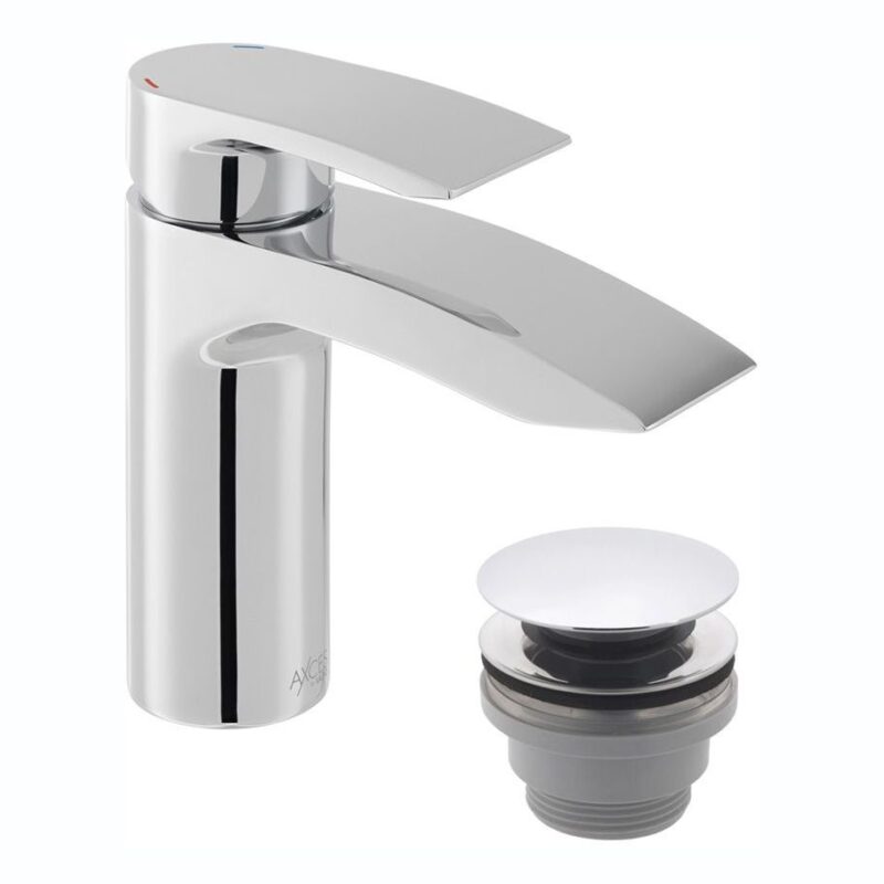 Vado Rowe Chrome Mono Basin Mixer Tap with Push Basin Waste Vado Rowe Chrome Mono Basin Mixer Tap with Push Basin Waste