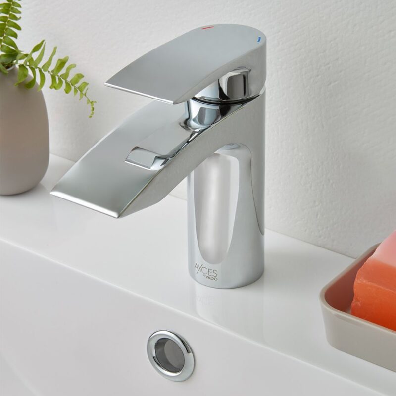 Vado Rowe Chrome Mono Basin Mixer Tap with Push Basin Waste