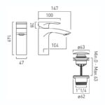 Vado Rowe Chrome Mono Basin Mixer Tap with Push Basin Waste