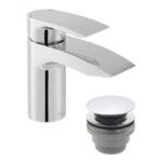 Vado Rowe Chrome Mini Basin Mixer Tap with Push Basin Waste