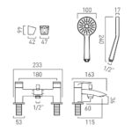 Vado Rowe Chrome Bath Shower Mixer Tap