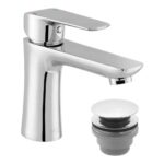 Vado Vala Chrome Mono Basin Mixer with Push Basin Waste