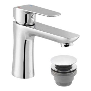 Vado Vala Chrome Mono Basin Mixer with Push Basin Waste