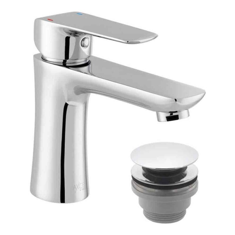 Vado Vala Chrome Mono Basin Mixer with Push Basin Waste