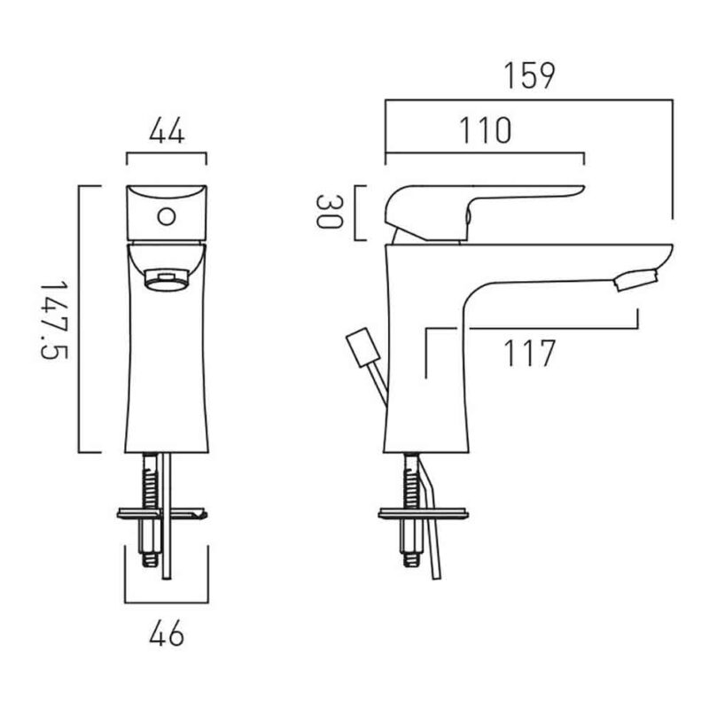 Vado Vala Chrome Mono Basin Mixer Tap with Pop-Up Waste