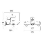 Vado Vala Chrome Wall Mounted Bath Shower Mixer Tap