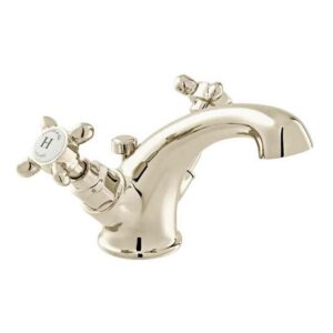 Vado Axbridge Cross Nickel Mono Basin Mixer Tap with Pop-Up Waste
