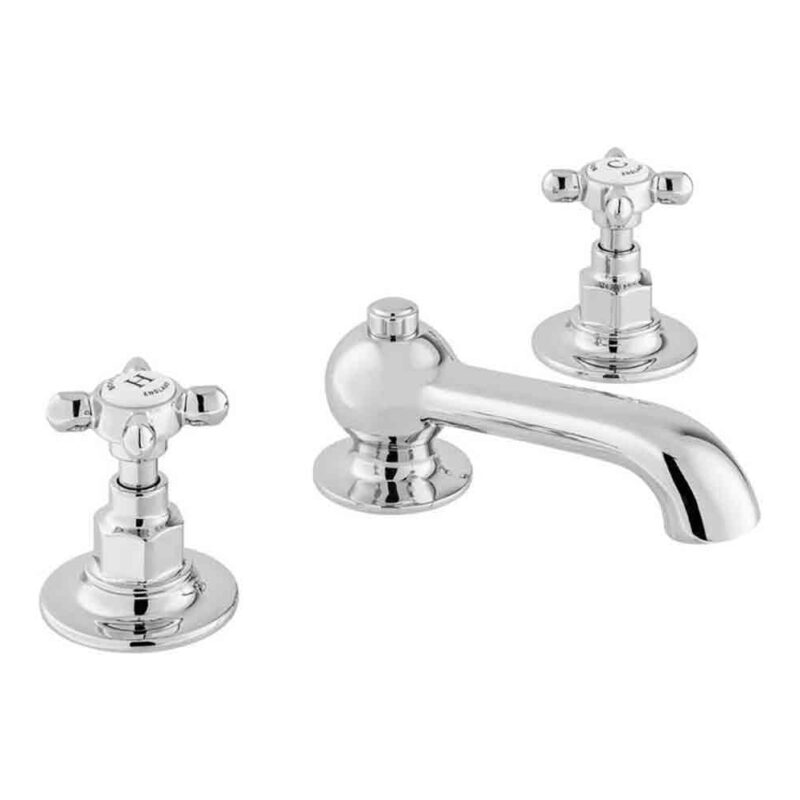 Vado Axbridge Cross Chrome 3 Hole Basin Mixer Tap with Pop-Up Waste Vado Axbridge Cross Chrome 3 Hole Basin Mixer Tap with Pop-Up Waste