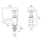 Vado Axbridge Cross Nickel Basin Pillar Taps