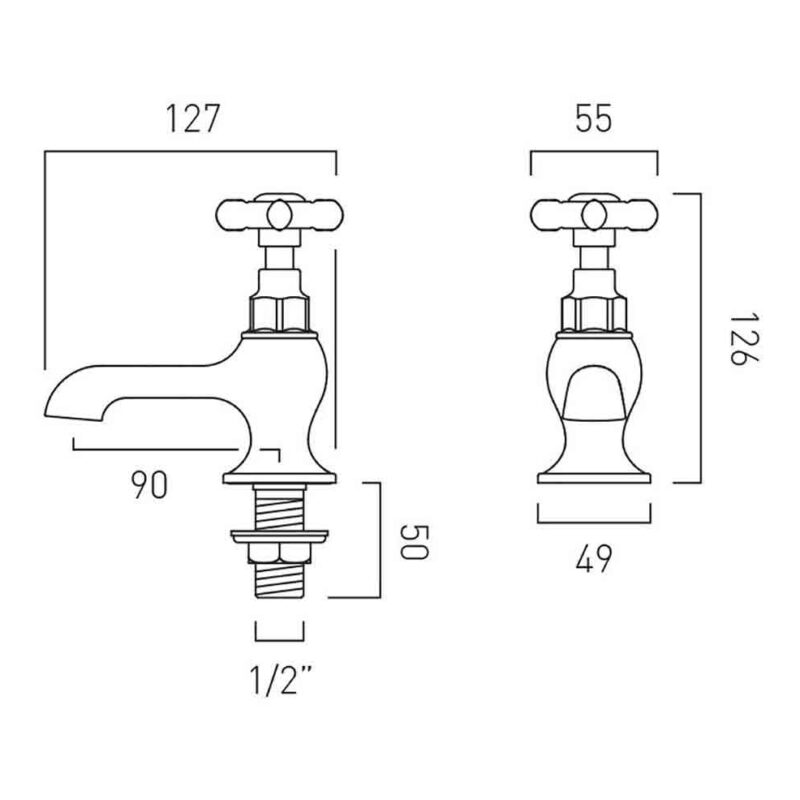 Vado Axbridge Cross Nickel Basin Pillar Taps