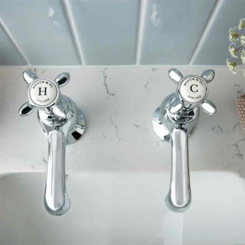 Vado Axbridge Cross Chrome Basin Pillar Taps