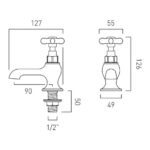 Vado Axbridge Cross Chrome Basin Pillar Taps