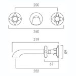 Vado Axbridge Cross Nickel Wall Mounted Basin Mixer Tap