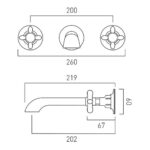 Vado Axbridge Cross Chrome Wall Mounted Basin Mixer Tap