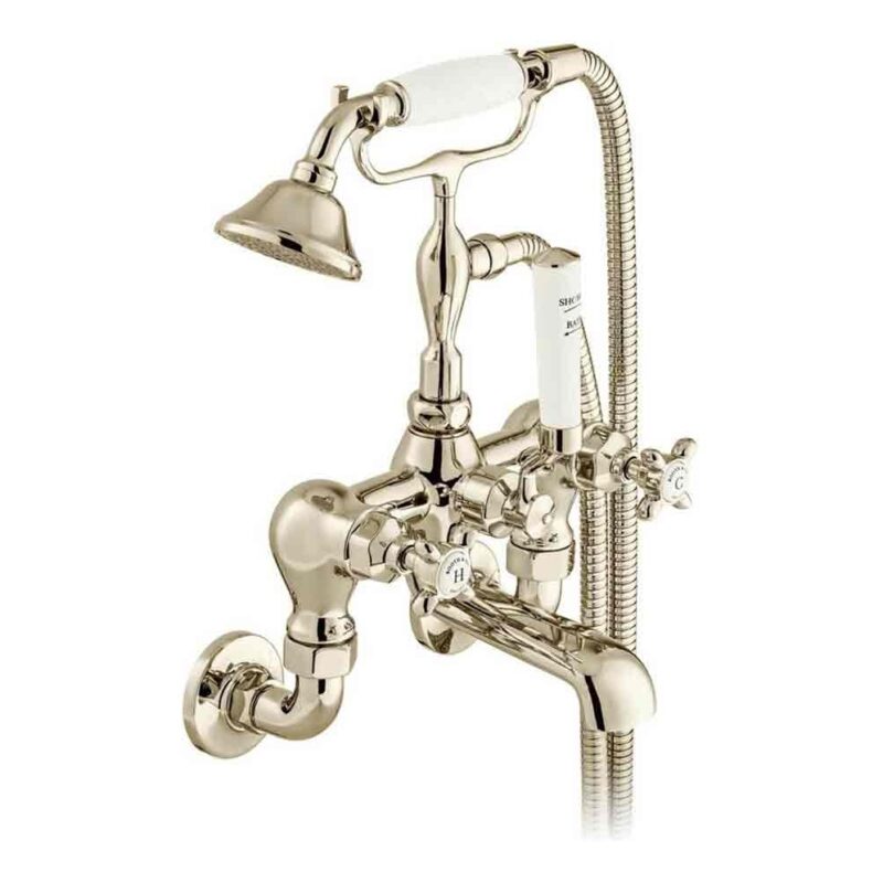 Vado Axbridge Cross Nickel Wall Bath Shower Mixer Tap